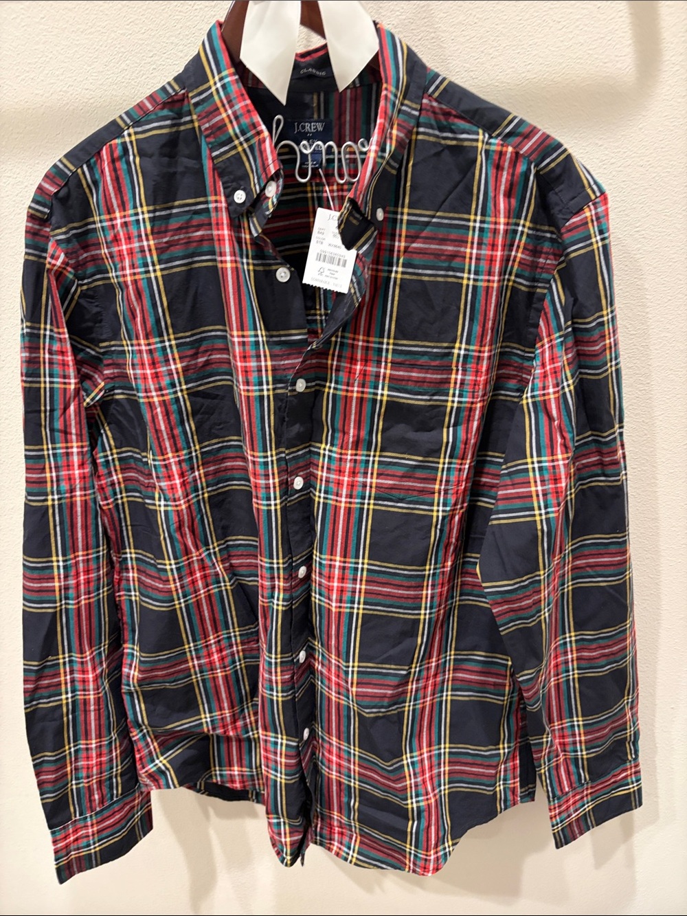 NWT- J.Crew Factory Navy Plaid Classic Fit Shirt- Large